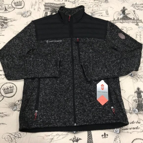 FREE COUNTRY HEATHERED FLEECE FRONT ZIP JACKET - Picture 3 of 6